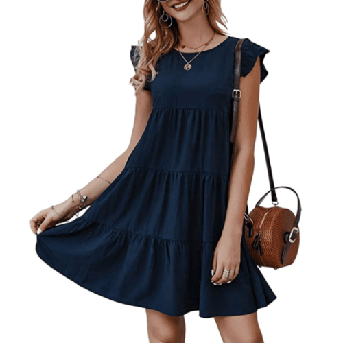 Womens Flowy Dress with Cap Sleeves - Big J's Showstoppin' Store